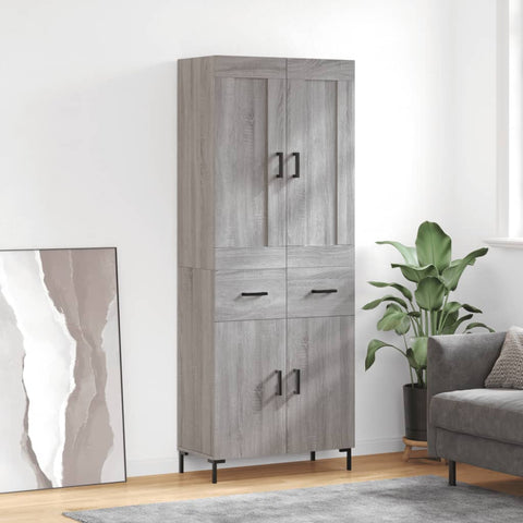 vidaXL Highboard Grey Sonoma 69.5x34x180 cm Engineered Wood