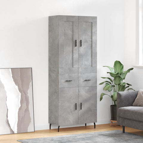 vidaXL Highboard Concrete Grey 69.5x34x180 cm Engineered Wood