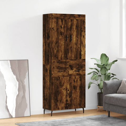 vidaXL Highboard Smoked Oak 69.5x34x180 cm Engineered Wood