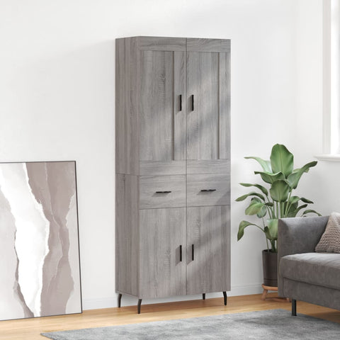 vidaXL Highboard Grey Sonoma 69.5x34x180 cm Engineered Wood