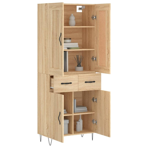 vidaXL Highboard Sonoma Oak 69.5x34x180 cm Engineered Wood