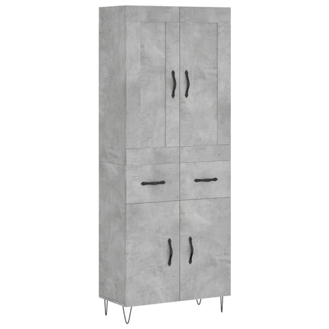 vidaXL Highboard Concrete Grey 69.5x34x180 cm Engineered Wood