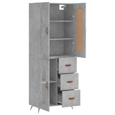 vidaXL Highboard Concrete Grey 69.5x34x180 cm Engineered Wood