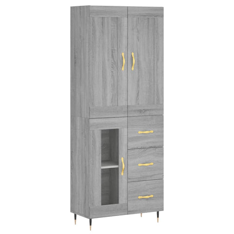 vidaXL Highboard Grey Sonoma 69.5x34x180 cm Engineered Wood