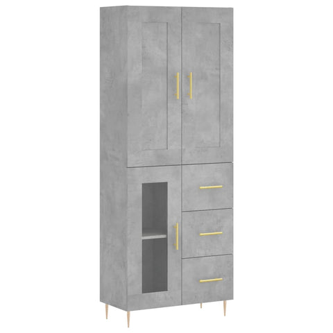 vidaXL Highboard Concrete Grey 69.5x34x180 cm Engineered Wood