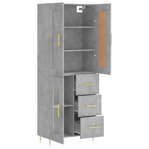 vidaXL Highboard Concrete Grey 69.5x34x180 cm Engineered Wood