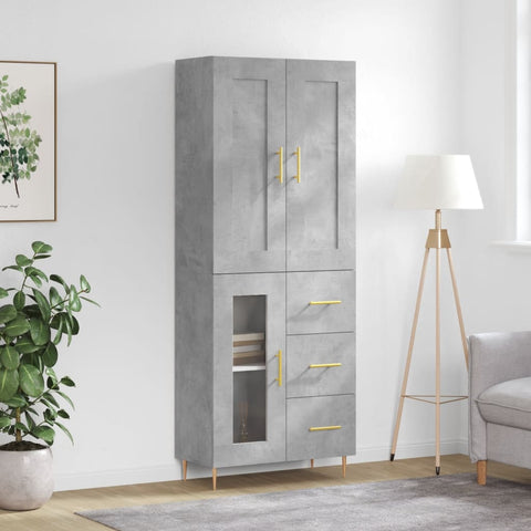 vidaXL Highboard Concrete Grey 69.5x34x180 cm Engineered Wood
