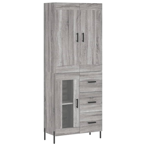 vidaXL Highboard Grey Sonoma 69.5x34x180 cm Engineered Wood