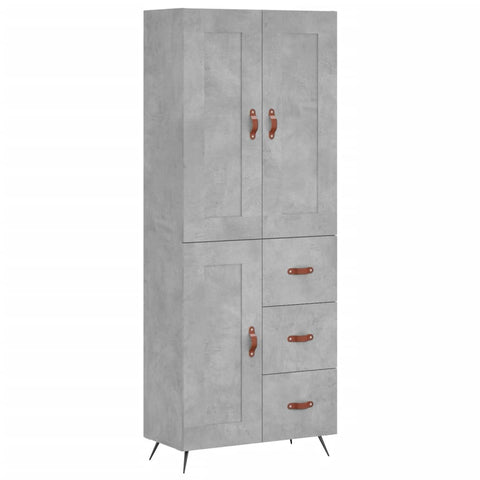 vidaXL Highboard Concrete Grey 69.5x34x180 cm Engineered Wood