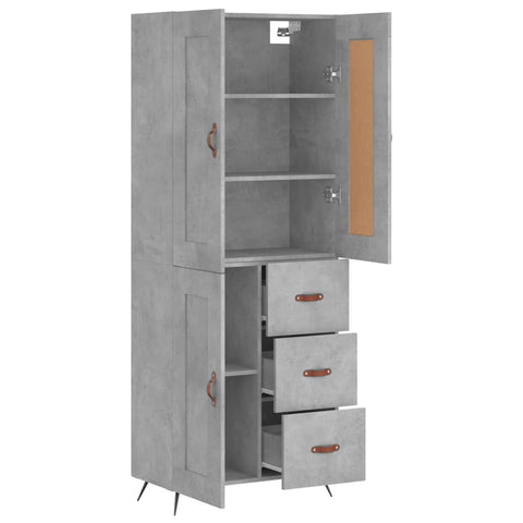 vidaXL Highboard Concrete Grey 69.5x34x180 cm Engineered Wood