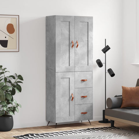vidaXL Highboard Concrete Grey 69.5x34x180 cm Engineered Wood