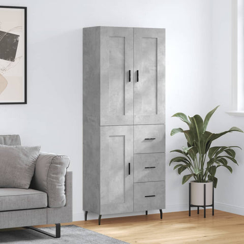 vidaXL Highboard Concrete Grey 69.5x34x180 cm Engineered Wood