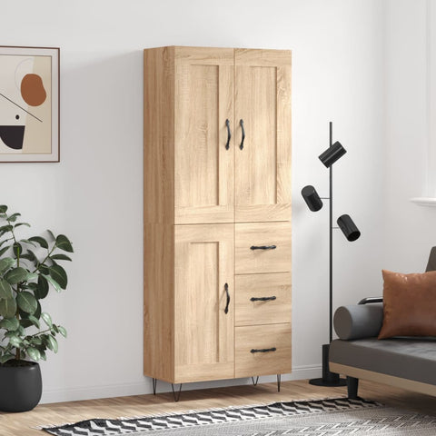 vidaXL Highboard Sonoma Oak 69.5x34x180 cm Engineered Wood