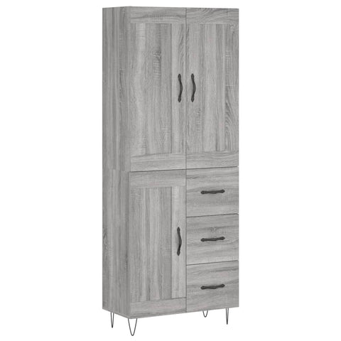 vidaXL Highboard Grey Sonoma 69.5x34x180 cm Engineered Wood