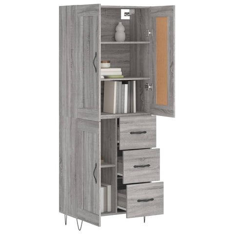 vidaXL Highboard Grey Sonoma 69.5x34x180 cm Engineered Wood