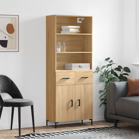 vidaXL Highboard Sonoma Oak 69.5x34x180 cm Engineered Wood