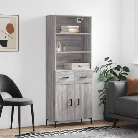 vidaXL Highboard Grey Sonoma 69.5x34x180 cm Engineered Wood