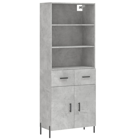 vidaXL Highboard Concrete Grey 69.5x34x180 cm Engineered Wood
