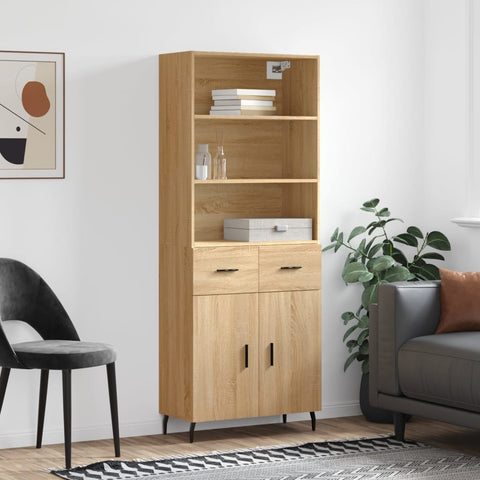 vidaXL Highboard Sonoma Oak 69.5x34x180 cm Engineered Wood