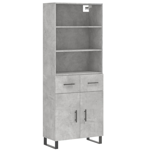 vidaXL Highboard Concrete Grey 69.5x34x180 cm Engineered Wood
