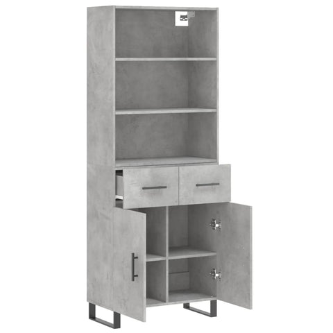 vidaXL Highboard Concrete Grey 69.5x34x180 cm Engineered Wood