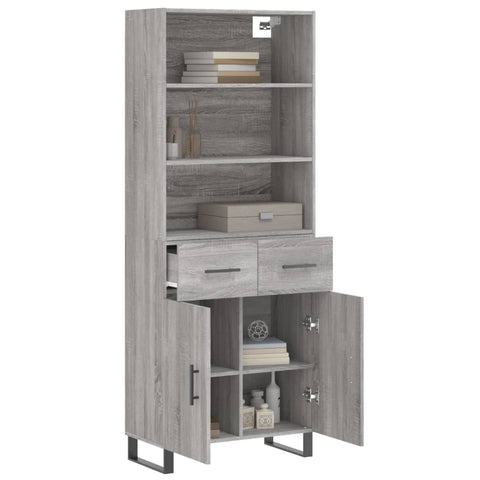 vidaXL Highboard Grey Sonoma 69.5x34x180 cm Engineered Wood