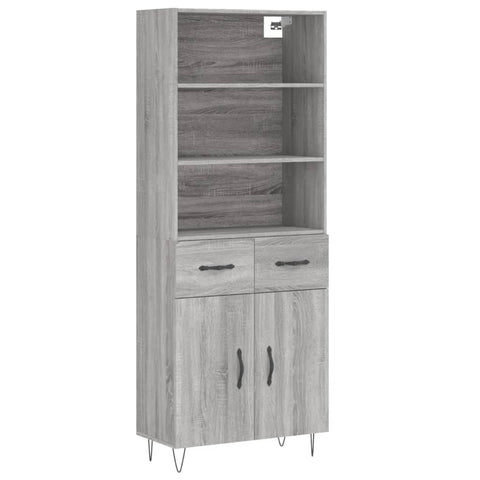 vidaXL Highboard Grey Sonoma 69.5x34x180 cm Engineered Wood