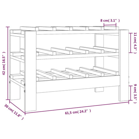vidaXL Wine Rack 61.5x30x42 cm Solid Wood Pine