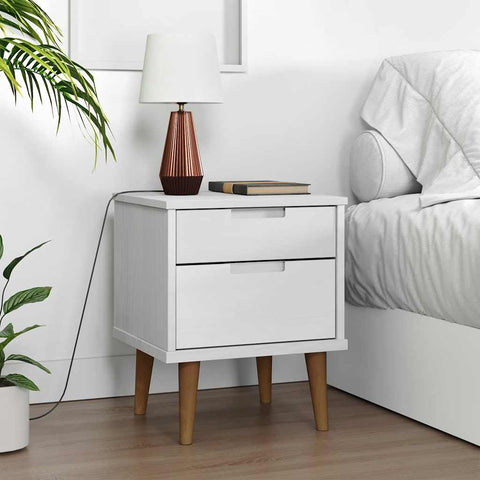 vidaXL Bedside Cabinet MOLDE White 40x35x48 cm Solid Wood Pine