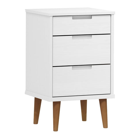 vidaXL Bedside Cabinet MOLDE White 40x35x65 cm Solid Wood Pine
