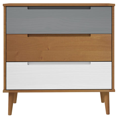 vidaXL Drawer Cabinet MOLDE Brown 80x40x80 cm Solid Wood Pine