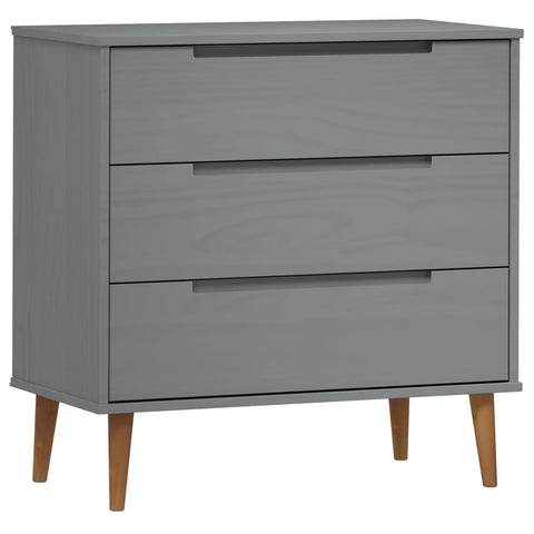 vidaXL Drawer Cabinet MOLDE Grey 80x40x80 cm Solid Wood Pine
