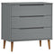 vidaXL Drawer Cabinet MOLDE Grey 80x40x80 cm Solid Wood Pine