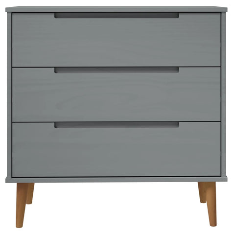 vidaXL Drawer Cabinet MOLDE Grey 80x40x80 cm Solid Wood Pine