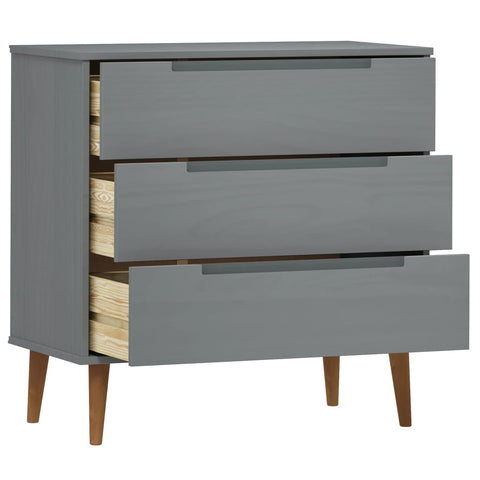 vidaXL Drawer Cabinet MOLDE Grey 80x40x80 cm Solid Wood Pine
