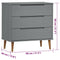 vidaXL Drawer Cabinet MOLDE Grey 80x40x80 cm Solid Wood Pine