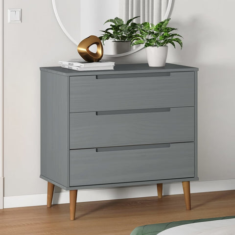vidaXL Drawer Cabinet MOLDE Grey 80x40x80 cm Solid Wood Pine