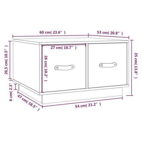 vidaXL Coffee Table Grey 60x53x35 cm Solid Wood Pine