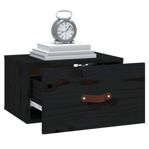 vidaXL Wall-mounted Bedside Cabinet Black 40x29.5x22 cm