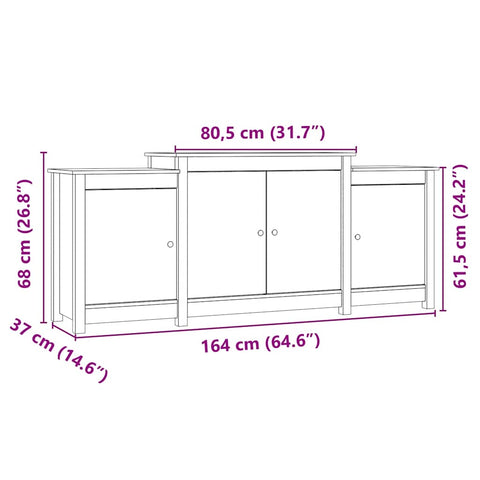 vidaXL Sideboard White 164x37x68 cm Solid Wood Pine