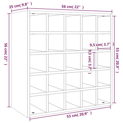 vidaXL Wine Cabinet White 56x25x56 cm Solid Wood Pine