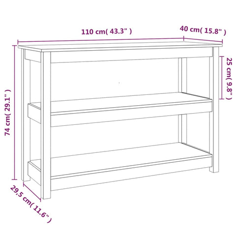 vidaXL Console Table 110x40x74 cm Solid Wood Pine
