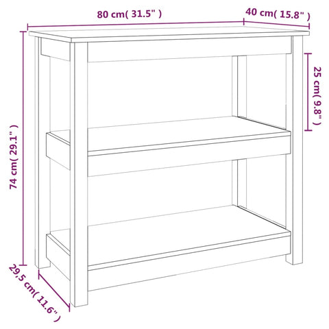 vidaXL Console Table 80x40x74 cm Solid Wood Pine