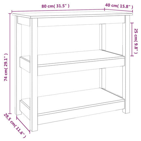vidaXL Console Table White 80x40x74 cm Solid Wood Pine