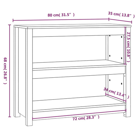 vidaXL Book Cabinet Honey Brown 80x35x68 cm Solid Wood Pine