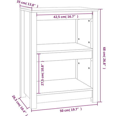 vidaXL Book Cabinet Grey 50x35x68 cm Solid Wood Pine