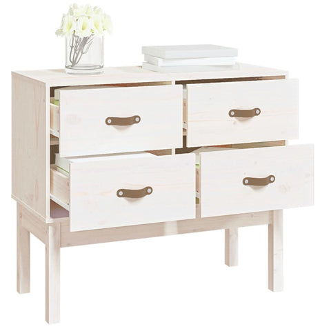 vidaXL Console Cabinet White 90x40x78 cm Solid Wood Pine