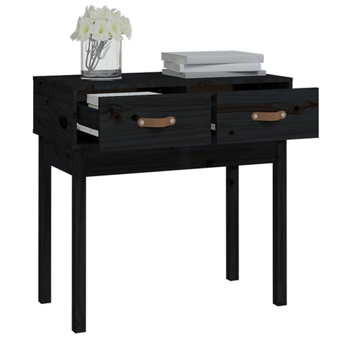 vidaXL Console Table Black 76.5x40x75 cm Solid Wood Pine