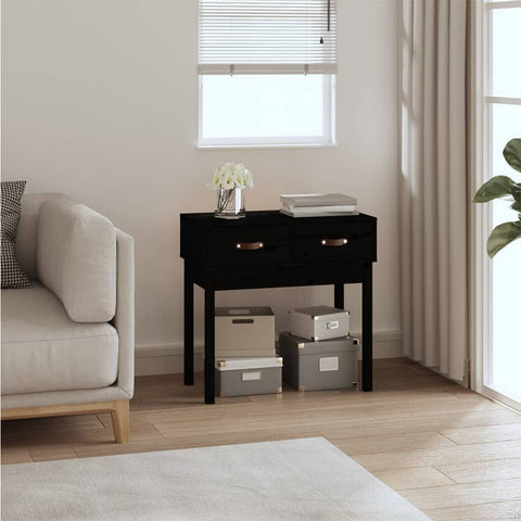 vidaXL Console Table Black 76.5x40x75 cm Solid Wood Pine