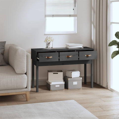 vidaXL Console Table Grey 114x40x75 cm Solid Wood Pine